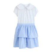 Next Obleka Gingham School Tiered Rara svetlo modra/bela