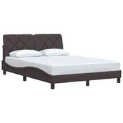Vidaxl Posteljni okvir brez vzmetnice temno rjav 140x200 cm tkanina
