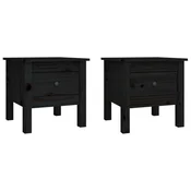 Vidaxl Stranske mizice 2 kosa črne 40x40x39 cm trdna borovina