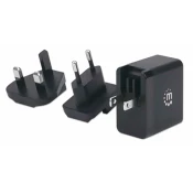 Potni polnilec MANHATTAN GaN Tech 65W, USB-C PD, za EU/UK/US, črni