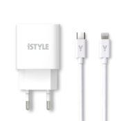 iSTYLE 20 W adapter + USB-C na Lightning kabel - bela