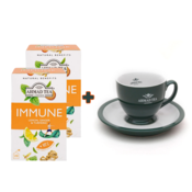 AHMAD TEA Zelena Šoljica sa tacnom, 190 ml + Caj Immune, 20 kesica, 2 pakovanja