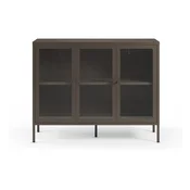 Siva kovinska vitrina 121x90x40 cm Layna – Marckeric