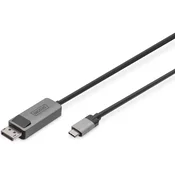 Digitus dvosmerni adapterski kabel USB tipa C na DisplayPort DisplayPort (M) - USB C (M) DB-300334-010-S