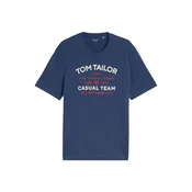 TOM TAILOR Majica temno modra / neonsko oranžna / off-bela