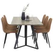 Venture Design Jedilna miza in stol komplet Marina in miza Polar 75x180x90 cm sivo rjava