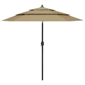 shumee vidaXL 3-nadstropni senčnik z aluminijastim drogom, taupe, 2,5 m