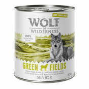 Wolf of Wilderness Senior Free-Range Meat 6x800 g - Green Fields - jagnjetina & piščanec iz proste reje