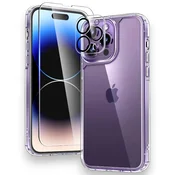 Komplet ovitek Tauri Classic + zaščitno steklo + zaščita za kamero za iPhone 15 Pro