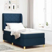 vidaXL vidaXL Box Spring postelja z vzmetnico v modri barvi, 90x200 cm, blago, (22051064)