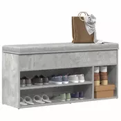 Klupa za cipele boja betona 102x30,5x45 cm konstruirano drvo