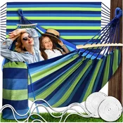 shumee Velika vrtna viseča mreža 260x150 cm za 2 osebi, turistična, močna, vzdržljiva + torba