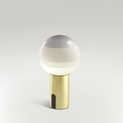 MARSET Akku-Tischlampe Dipping Light, dimmbar bela/medenina - Dnevna soba/jedilnica - Dizajn - bel, brušeni medenina - Steklo
