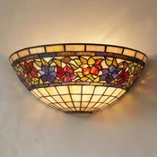 Artistar Stenska svetilka Flora v slogu Tiffany, odprta na vrhu - Dnevna soba/jedilnica - kremasta, barvita - Steklo