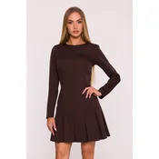 Made Of Emotion Womans Elegant mini dress with box pleats - brown