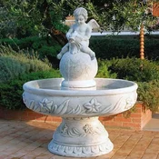 Casa Padrino baroque fountain angel gray A� 125 x H. 153 cm - Round garden fountain in baroque style - Round garden decorative fountain - Baroque garden accessories - Luxury quality - Made in Italy