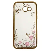 Silikonski ovitek z rožicami za Samsung Galaxy J3 2016-zlat