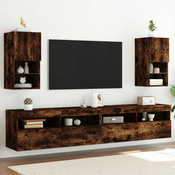vidaXL TV omarice z LED lučkami 2 kosa dimljeni hrast 30,5x30x60 cm
