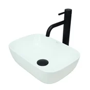 shumee GTM Design Aufsatzwaschbecken 36 cm - Glanz Modern Waschbecken ohne Hahnloch - Elegant Aufsatzwaschbecken Oval für Badezimmer und Gäste WC - nur Bad Waschbecken