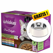 Whiskas vrečke Pure Delight mešani izbor v želeju 4x(12x85g) + skleda BREZPLAČNO