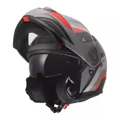 Preklopna čelada za motor LS2 Strobe II Monza (FF908), črna/siva/rdeča