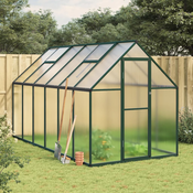 Vidaxl Rastlinjak z okvirjem zelen 334x169x195 cm aluminij