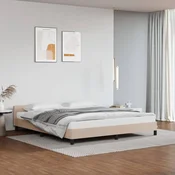 shumee vidaXL Posteljni okvir z vzglavjem brez vzmetnice, kapučino, 180x200 cm