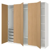 PAX/STORKLINTA Garderobni sestav, bela/imitacija hrasta, 250x60x236 cm