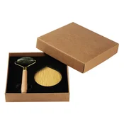 Set za negu lica DERMA 2u1 - gua sha masažer + ogledalce/ bambus/ poklon set