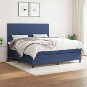 Greatstore Box spring postelja z vzmetnico modra 160x200 cm blago