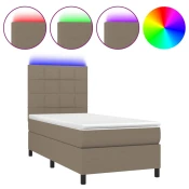 vidaXL vidaXL Box spring postelja z vzmetnico LED taupe 100x200 cm blago, (20902057)