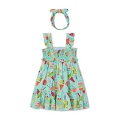 Mayoral Poletna obleka 3939 Zelena Regular Fit