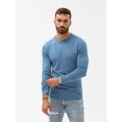OMBRE Moški klasični pulover z okroglim vratom V10 OM-SWBS-0106 svetlo modra MDN124126 XXL