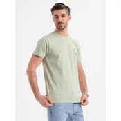 Ombre Mens printed cotton T-shirt with round neckline - mint