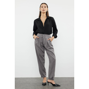 Trendyol Gray Stitching Detailed High Waist Balloon Jeans with Elastic Waist
