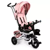 Tricikel 360° vrtljivi tricikel Deluxe s streho roza