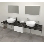 SAPHO AVICE Stenska Kopalniška Deska 180x50cm, Črna, Štípaný Kámen, DTD/HPL Laminat