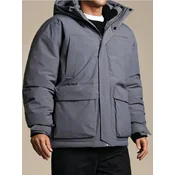Sinsay - Puffer jakna s kapuljacom - tamno siva