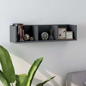 Zidna polica za CD-ove siva 75 x 18 x 18 cm konstruirano drvo