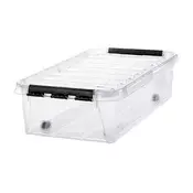 Škatla za shranjevanje, plastična, 31 l, črni ročaji in kolesa, SMARTSTORE Classic 35, prozorna