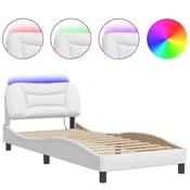 Vidaxl Posteljni okvir z LED brez vzmetnice Hvar bel 90x200 cm