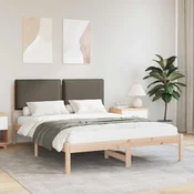 vidaXL Posteljni okvir z oblazinjenim vzglavjem Taupe 120 x 190 cm