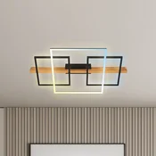 Briloner LED stropna svetilka Cadre, CCT, 75 cm, črna, les - Dnevna soba/jedilnica - Sodobni - črna mat, svetlo les
