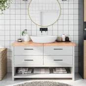 Vidaxl vidaXL Kopalniški pult svetlo rjave barve 140x50x(2-6) cm masiven les
