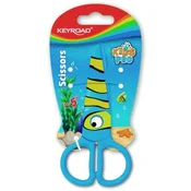 Šolske škarje KEYROAD, 12 cm, pretisni omot, motiv ribice, modre