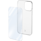 Celularni set za zašcito iPhone 15 s in prozornim steklom zadnjim pokrovom.