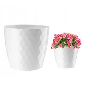 Galicja Dekorativni bel plastični cvetlični lonček Cristal 14x12 cm