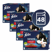Vrečke FELIX Fantastic okusen izbor hran s piščancem, govedino, zajcem in jagnjetino 48x85 g