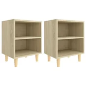 vidaXL Nočne omarice z lesenimi nogami 2 kosa sonoma hrast 40x30x50 cm
