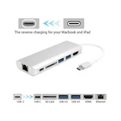 FAST ASIA Adapter konvertor TIP C na HDMI + 2xUSB 3.0 + SD+ TIP C + RJ45
